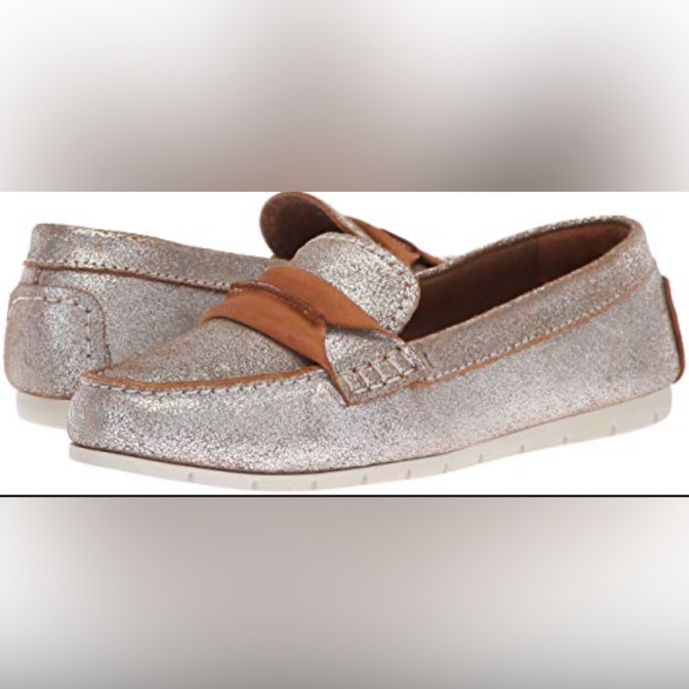 Frye Sedona silver two tone loafers